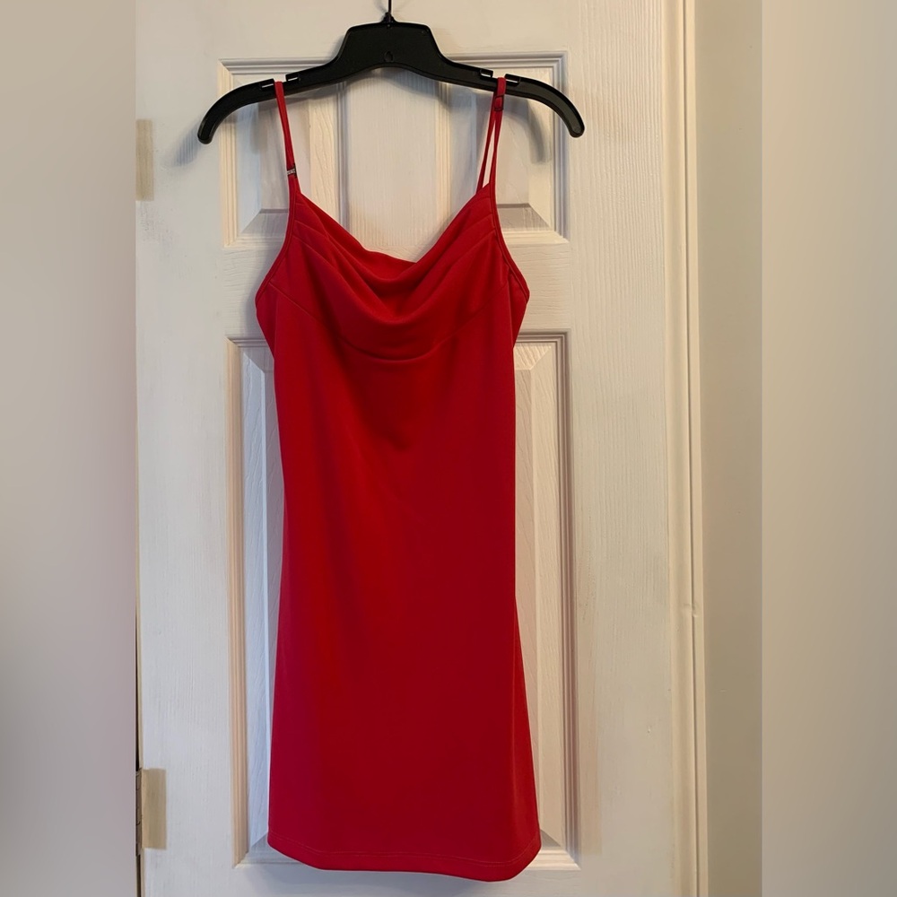 Red Cowl Neck Slip Dress - Women